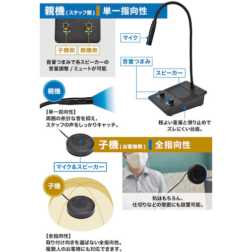 サンコー　簡単設置！仕切り・マスク越しでもスムーズ会話「窓口業務マイク＆スピーカー」　S-CMS21B　1 Ｓ