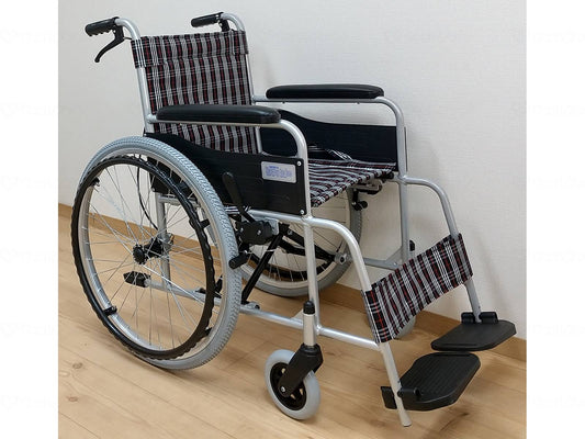 Miwa Shoji Self-propelled Assisted Wheelchair Standard (Aluminum) Puncture-Free Check Black