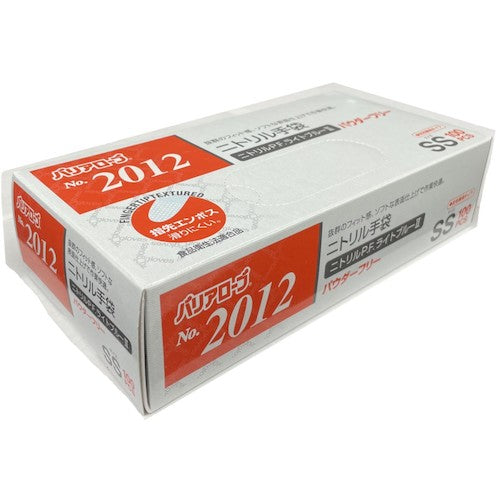 バリアローブ　ニトリルＰＦライトブルー［［Ｒ２］］パウダーフリーＳＳ（１００枚入）　NO.2012SS　1 箱