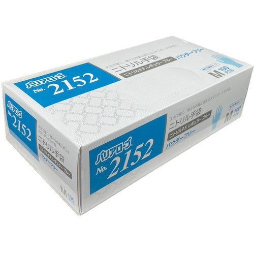 バリアローブ　ニトリルＰＦレギュラーブルーパウダーフリーＭ（１００枚入）　NO.2152M　1 箱