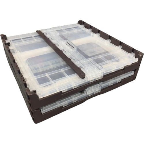 산코 접이식 컨테이너 561430 오리콘 랙 EP89B(단측 도어 없음) 투명/브라운 56143000TMBR 1개