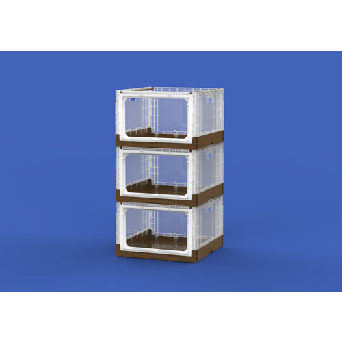 산코 접이식 컨테이너 561430 오리콘 랙 EP89B(단측 도어 없음) 투명/브라운 56143000TMBR 1개