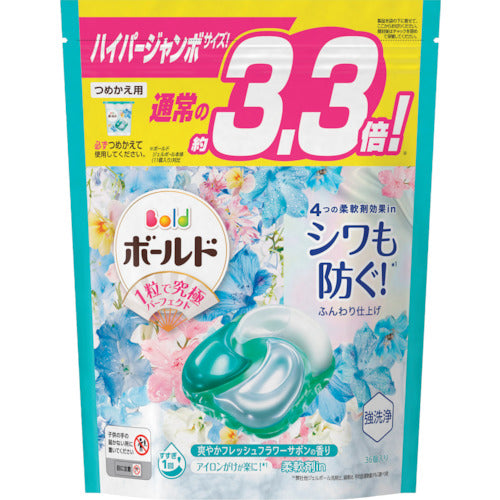 Ｐ＆Ｇ　ボールド　ジェルボール　４Ｄ　フレッシュフラワーサボン　詰め替え　ハイパージャンボ　３６個　404762　1 袋