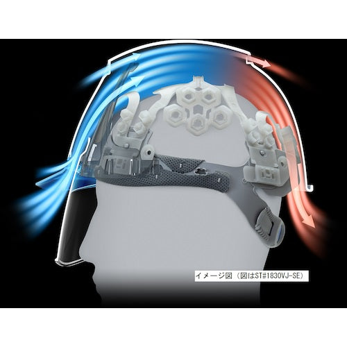Tanizawa Air Light Helmet ST#1830-JZ2 (EPA) Double-layered, highly breathable type, grooved, made of ABS, transparent visor grey, blue shell, 1830-JZ2-V2-B4-J, 1 pc