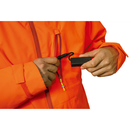 Makku 후디 라이트 레인 재킷 오렌지 EL AS8204L 1 착용