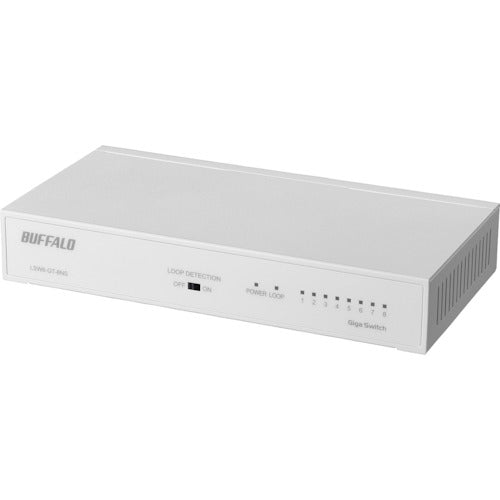 ＢＡＦＦＡＬＯ　Ｇｉｇａ　８ポート　スイッチングハブ　電源内蔵　金属筐体　マグネット付　ホワイト　LSW6-GT-8NS/WH　1 個