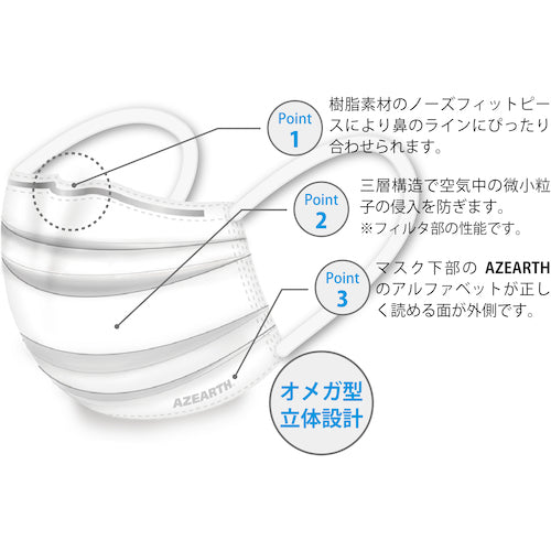 アゼアス　不織布３層サージカルマスク　HM-39940　1 箱