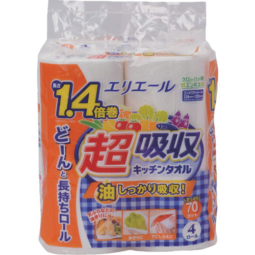 Elleair Super Absorbent Kitchen Towel 4 Rolls (70 Cuts) 21000359 1 CS