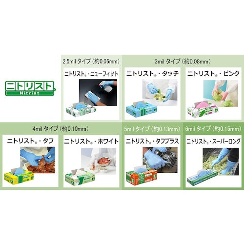 ＳＨＯＷＡ　ニトリルゴム使い捨て手袋　Ｎｏ８８１０　ニトリスト・ニューフィット１００枚入　ＳＳサイズ　NO8810-SS　1 箱