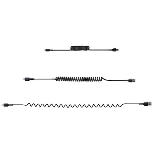 StarTech Lightning Cable / USB-A / 50cm / High Durability / Coil Type / Black / iPhone Lightning Curl Cord RUSB2ALT50CMBC 1 Pack