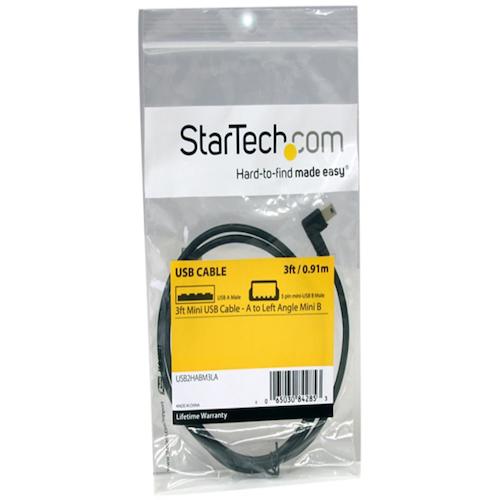 ＳｔａｒＴｅｃｈ　ＵＳＢ　２．０ケーブル／９１ｃｍ／Ｔｙｐｅ‐Ａ　−　Ｌ型左向Ｍｉｎｉ−Ｂ／４８０Ｍｂｐｓ／オス−オス／ブラック／ミニＢ　USB2HABM3LA　1 袋