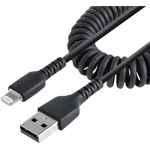 StarTech Lightning Cable / USB-A / 1m / High Durability / Coil Type / Black / iPhone Lightning Curl Cord RUSB2ALT1MBC 1 Pack