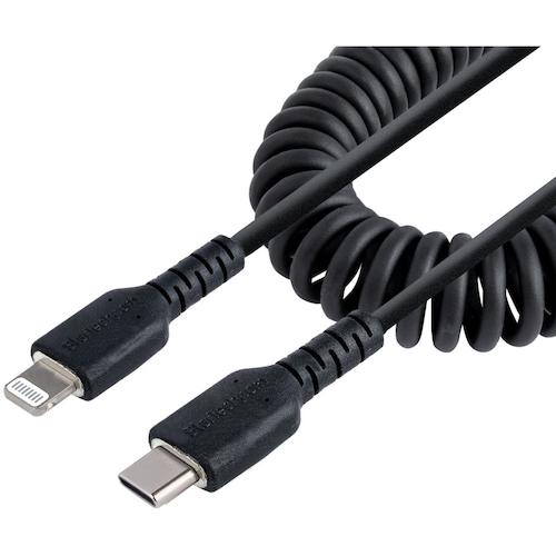StarTech Lightning Cable / USB-C / 50cm / High Durability / Coil Type / Black / iPhone Lightning Curl Cord RUSB2CLT50CMBC 1 Pack