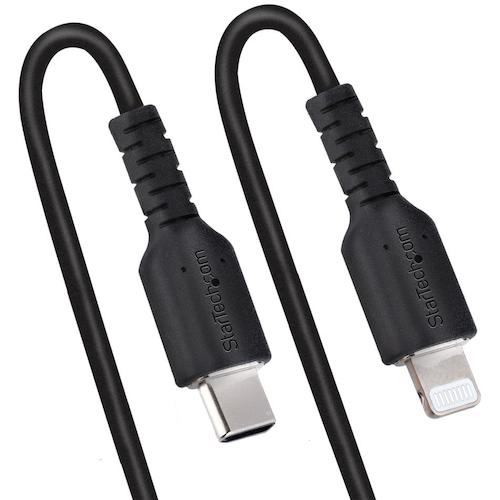 StarTech Lightning Cable / USB-C / 50cm / High Durability / Coil Type / Black / iPhone Lightning Curl Cord RUSB2CLT50CMBC 1 Pack