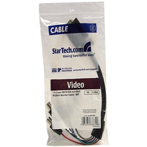 ＳｔａｒＴｅｃｈ　ＶＧＡケーブル／ＶＧＡ　−　ＲＧＢＨＶ変換／３０ｃｍ／ＶＧＡ　−　５ｘ　ＢＮＣ／オス−メス／ディスプレイケーブル　VGABNCMF1　1 袋