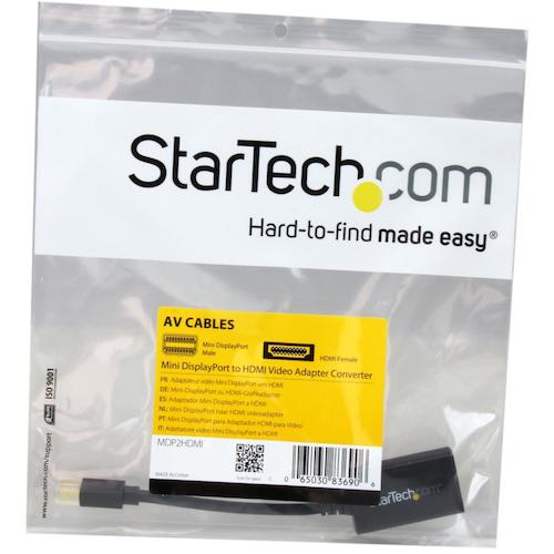 ＳｔａｒＴｅｃｈ　ディスプレイアダプター／Ｍｉｎｉ　ＤｉｓｐｌａｙＰｏｒｔ−　ＨＤＭＩ／１０８０ｐ／ブラック／ビデオ　変換　コンバーター　MDP2HDMI　1 袋