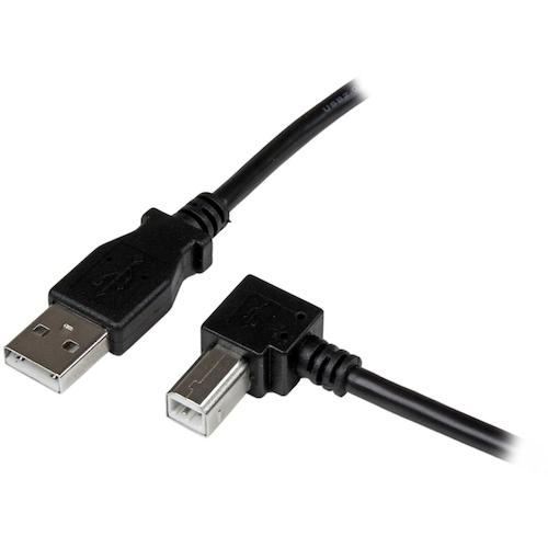 StarTech USB 2.0 Cable / 2m / Type-A - L-shaped right-facing Type-B / 480Mbps / Male-Male / Black / Type B USBAB2MR 1 bag