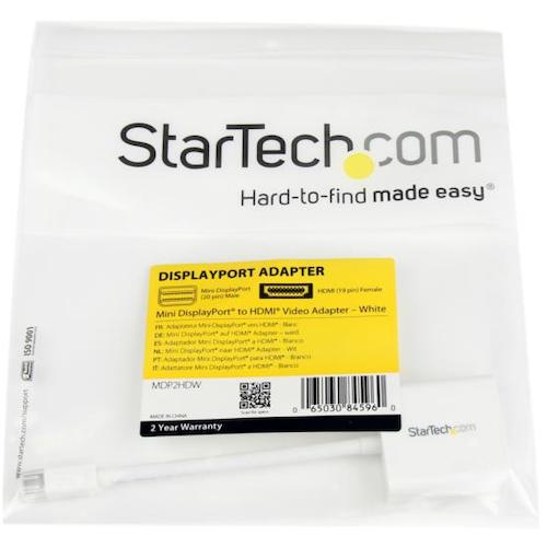 ＳｔａｒＴｅｃｈ　ディスプレイアダプター／Ｍｉｎｉ　ＤｉｓｐｌａｙＰｏｒｔ　−　ＨＤＭＩ／１０８０ｐ／ホワイト／ビデオ　変換　コンバーター　MDP2HDW　1 袋