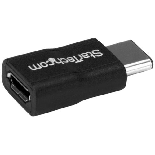 ＳｔａｒＴｅｃｈ　ＵＳＢ　Ｍｉｃｒｏ−Ｂ　−　Ｔｙｐｅ−Ｃ変換アダプター／ＵＳＢ　２．０／４８０Ｍｂｐｓ／オス−メス／ブラック　USB2CUBADP　1 袋