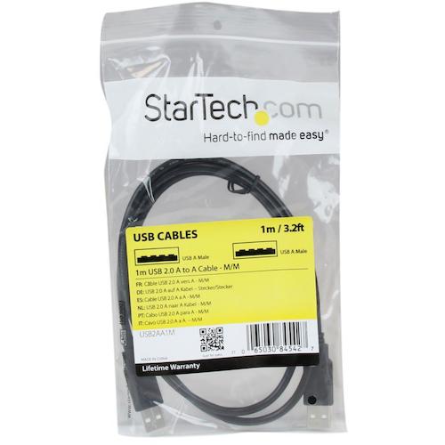 StarTech USB 2.0 Cable / 1m / Type-A - Type-A / 480Mbps / Male-Male / Black / Type A - A USB2AA1M 1 bag