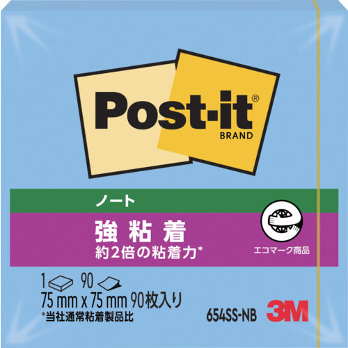 ３Ｍ　ポスト・イット　強粘着　７５Ｘ７５ｍｍ　９０枚　ネプチューンブルー　654SS-NB　1 PK