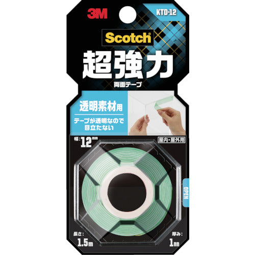 ３Ｍ　スコッチ　超強力両面テープ　透明素材用　１２ｍｍ×１．５ｍ　KTD-12　1 巻