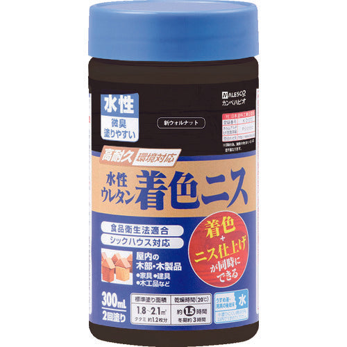 ＫＡＮＳＡＩ　水性ウレタン着色ニス　３００ＭＬ　新ウォルナット　00707653612300　1 個