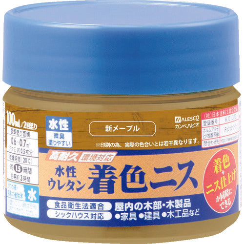 ＫＡＮＳＡＩ　水性ウレタン着色ニス　１００ＭＬ　新メープル　00707653652100　1 個