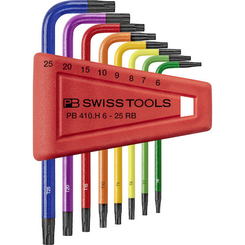 PB Swiss Tools 410H/6-25RB L-shaped hex lobe wrench set of 8 (Rainbow) (no pack) 410H6-25RB 1 S