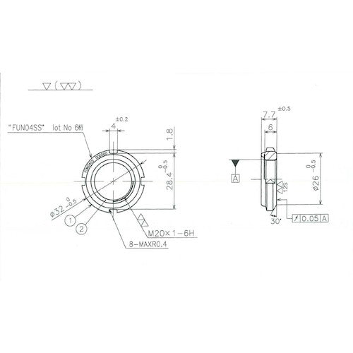 Fuji Precision FINE U-NUT M20 x 1 SS400 FUN04SS 1 piece