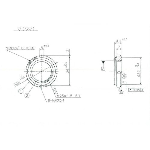 冨士精密　ＦＩＮＥ　Ｕ−ＮＵＴ　Ｍ２５×１．５　ＳＳ４００　FUN05SS　1 個
