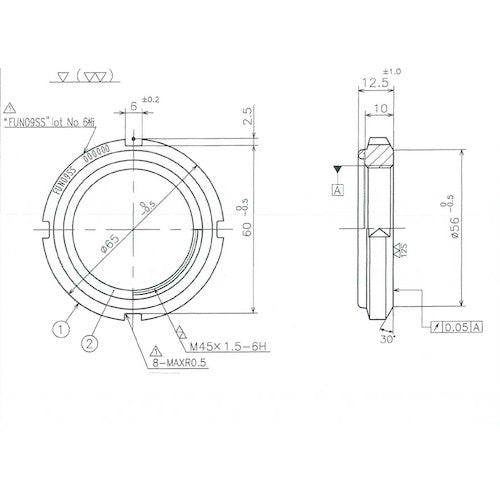 Fuji Precision FINE U-NUT M45 x 1.5 SUS304 FUN09SUS 1 piece