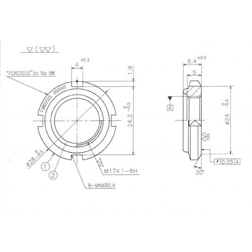 Fuji Precision FINE U-NUT M17 x 1 SUS304 FUN03SUS 1 piece