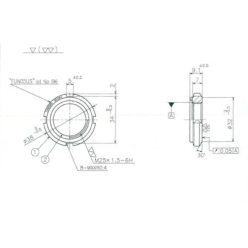 후지 정밀 FINE U-NUT M25×1.5 SUS304 FUN05SUS 1개