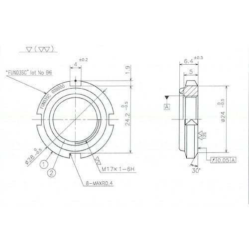 Fuji Precision FINE U-NUT M17x1 S45C FUN03SC 1 piece