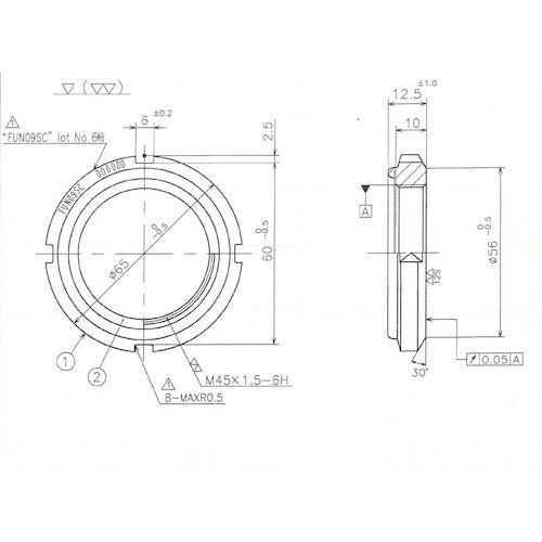 Fuji Precision FINE U-NUT M45 x 1.5 S45C FUN09SC 1 piece