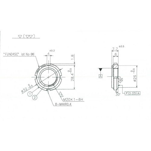 Fuji Precision FINE U-NUT M20 x 1 S45C FUN04SC 1 piece