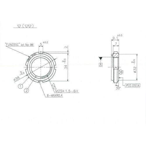 Fuji Precision FINE U-NUT M25 x 1.5 S45C FUN05SC 1 piece