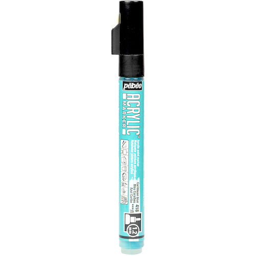 Pebeo Acrylic Marker 1.2mm Thin Round Caribbean Blue 205718 1 pc