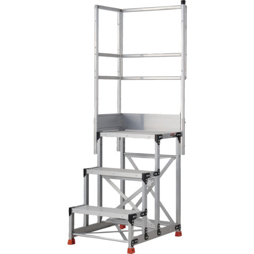TRUSCCO 알루미늄제 작업용 발판 3단 높이 0.9m 천판 치수 600×400 단고 300mm 천장 2방 난간 부착 TSF-369-TL300 1대