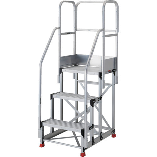 TRUSCO Aluminum Work Platform 3 steps 0.9m high Top dimensions 800 x 400 Step height 300mm Full set with handrails TSF-389-TF300 1 unit