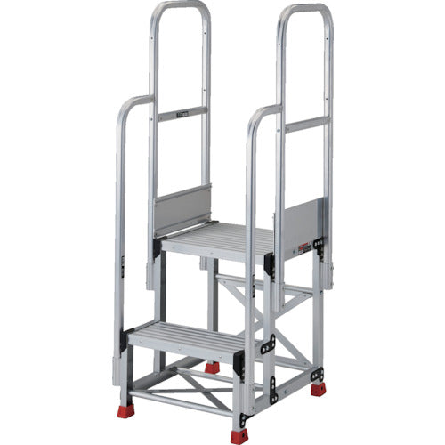 ＴＲＵＳＣＯ　アルミ製作業用踏台　２段　高さ０．６ｍ　天板寸法５００×４００　ステップ奥行２５０ｍｍ　階段両手すり付き　TSF-25256-TR300　1 台