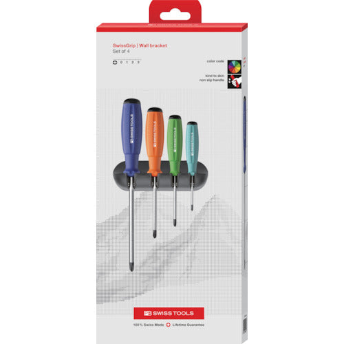 PB Swiss Tools SwissGrip Rainbow Screwdriver Set of 4 with Holder (Boxed) 8242RBCBB 1 S