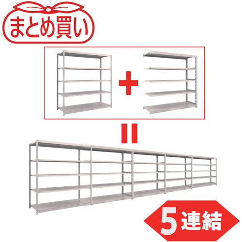 TRUSCO [Bulk Purchase] Steel Rack M2 Type Light-Medium Duty Shelf 1760 x 600 x H1800 5 Tiers Neo Gray 5 Links M2-6665-NG-5R 1 Set