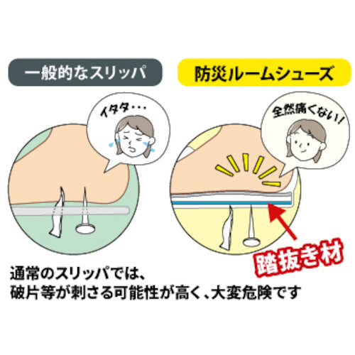 아유미 방재 룸 슈즈(밟기 방지재 내장) 그레이 3 L(26.5~27.5 CM) 46060110061 1 다리