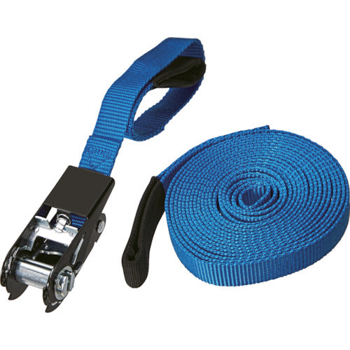 ＴＲＵＳＣＯ　簡易結束ベルト　２５ｍｍＸ５ｍ　アイタイプ　青（ラチェット機能あり）　TSB-255I-B　1 本