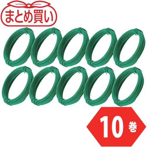 ＴＲＵＳＣＯ　まとめ買い　カラー針金　小巻タイプ　緑　１８番手　線径１．２ｍｍ×１０ｍ　１０本　TCWS-12GN-10P　1 組