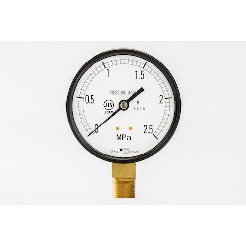 高島　一般蒸気用圧力計（Ａ枠立型・φ７５）圧力レンジ０．０〜２．５ＭＰａ　Ｒ３／８　102212540　1 個