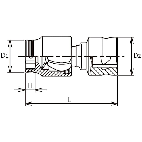 Ko-ken Z-EAL 1/4" (6.35 mm) SQ. Nut Grip Universal Socket 8 mm 2441MZ-8 1 piece