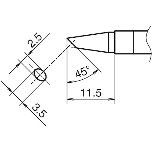 白光　こて先　ＢＣ型　横２．５ｍｍ　縦３．５ｍｍ　T39-BC2535　1 個